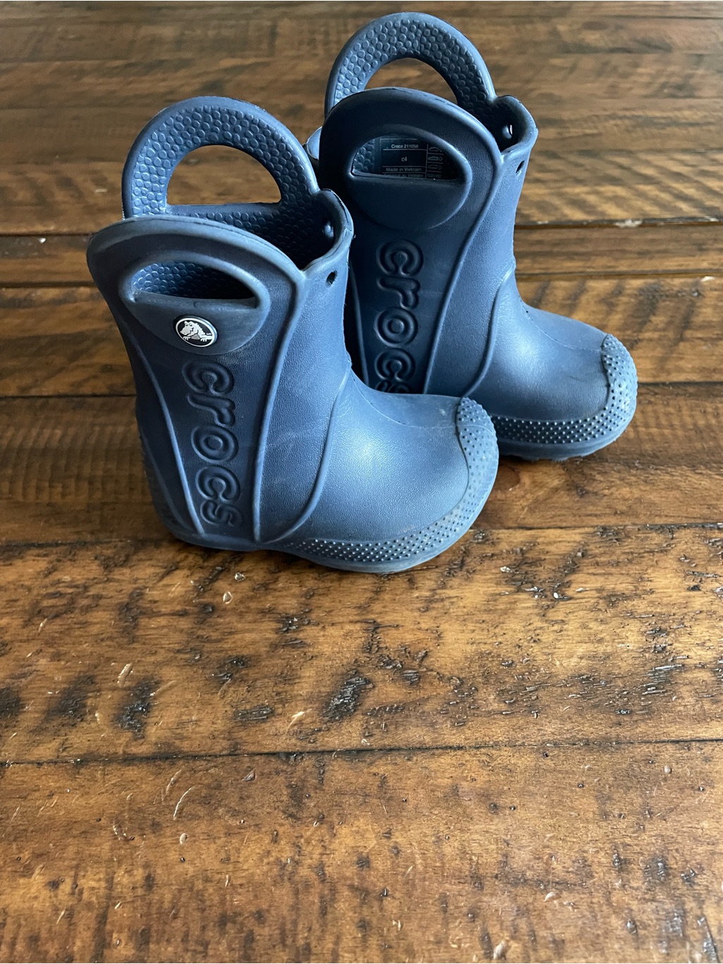 Crocs Kids' Navy Blue Rain Boots With Pull Handles